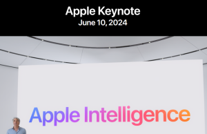 Apple Unveils Apple Intelligence AI System Apple CEO Tim Cook presents Apple Intelligence on a large screen at the 2024 Worldwide Developers Conference.