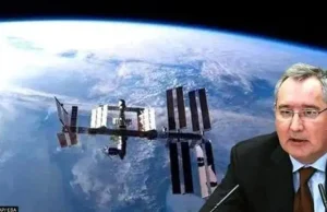 Russia Warns Sanctions May End ISS Cooperation Roscosmos director Dmitry Rogozin speaking at a press conference about the International Space Station's uncertain future due to sanctions.