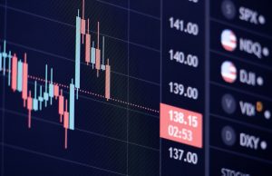 Traders on the floor of the New York Stock Exchange watch screens showing plunging stock prices after the Federal Reserve emergency rate cut.