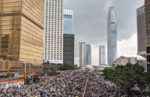 Hong Kong retail stores with closed signs and empty streets during the coronavirus outbreak
