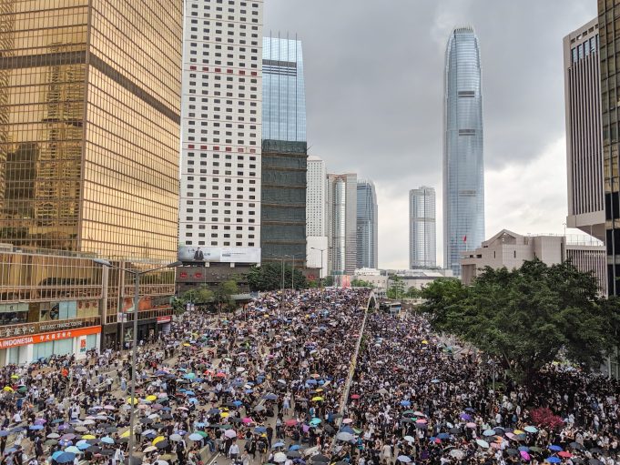 Hong Kong retail stores with closed signs and empty streets during the coronavirus outbreak