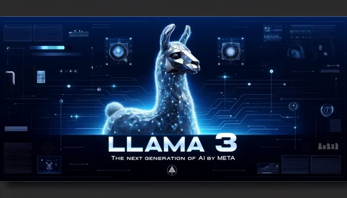 A computer screen displays code and text from Meta AI's Llama large language model, with a researcher typing at a keyboard.