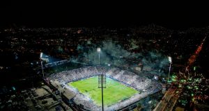 Peru Stadium Wall Collapse Kills 1, Injures 47 Emergency responders and debris at the wall collapse site inside Alejandro Villanueva Stadium in Lima, Peru.